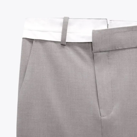 NWT. Zara Gray Viscose Blend Double Mid Rise Midi Skirt. Size S. - Picture 8 of 11